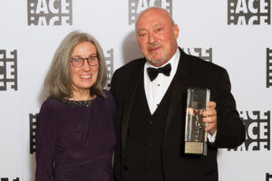 Fellow editor Carol Littleton presented Jerry Greenberg with the Career Achievement at the 2015 ACE Eddie Awards. Linda Treydte/Tilt Photo 
