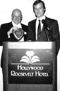 Right: Guild President Irv Rosenblum, 1983-87, and Ron Kutak (Installation Dinner 1988).