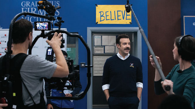 Put me in, Coach: Jason Sudeikis on the set of “Ted Lasso.”