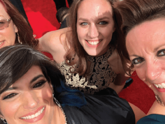 TOGETHER: Margie O’Malley (left), Ronni Brown, Kim Patrick and Bonnie Wild at the 2018 primetime Emmys, nominated for “Star Wars Rebels.” PHOTO: SKYWALKER
