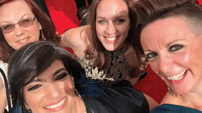 TOGETHER: Margie O’Malley (left), Ronni Brown, Kim Patrick and Bonnie Wild at the 2018 primetime Emmys, nominated for “Star Wars Rebels.” PHOTO: SKYWALKER