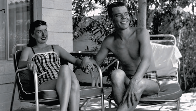 JUST BEGUN: Twenty-year old Donn Cambern on his honeymoon in Los Angeles in 1950 with wife Patricia, 19. PHOTO: CAMBERN FAMILY.